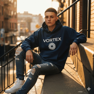 vortex classic logo hoodie – unisex streetwear pullover with kangaroo pocket