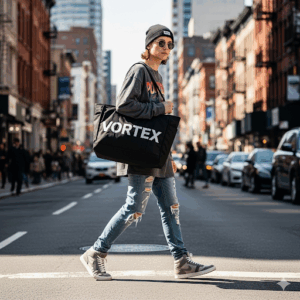 vortex everyday canvas tote bag – unisex eco friendly streetwear shoulder bag