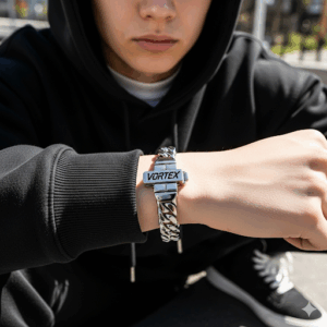 vortex minimalist logo bracelet – unisex stainless steel streetwear wristband